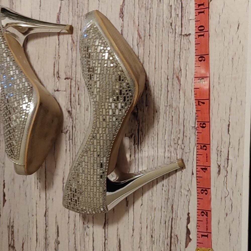 Nobleez silver pattern wedding high heel needle shoes size 8 - Picture 15 of 16